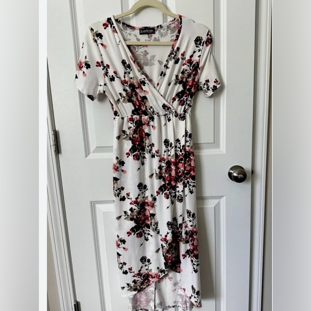 NWT Maternity White Floral Midi Dress S